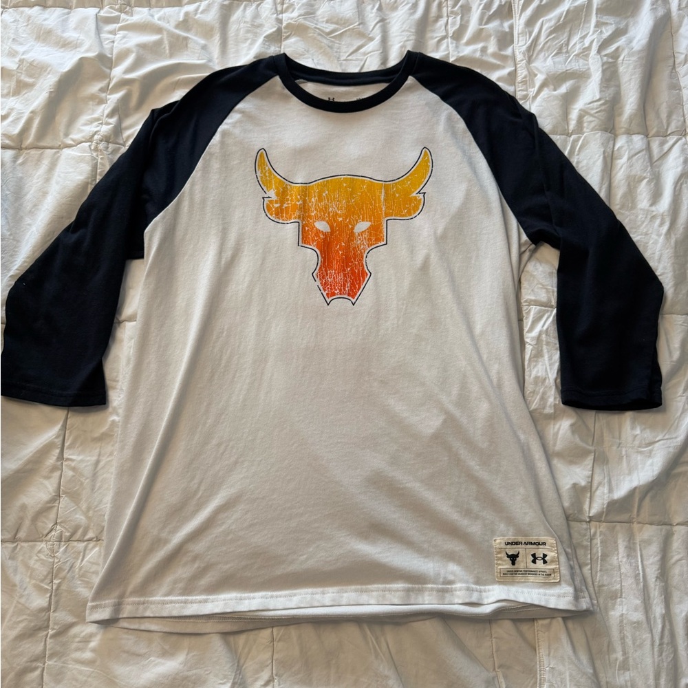 Under Armour White and Black Raglan Shirt